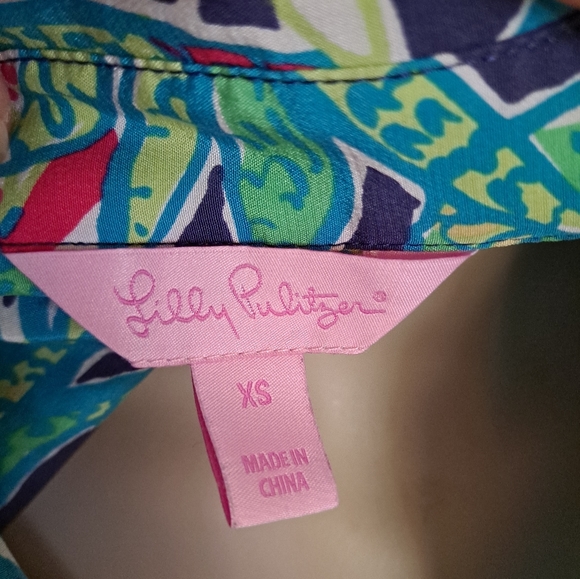 VTG Lily Pulitzer Silk long sleeve button up blouse - Picture 7 of 10